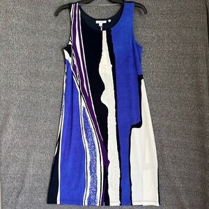 Chico's New Blue and Purple Abstract Midi Dress Sz 0